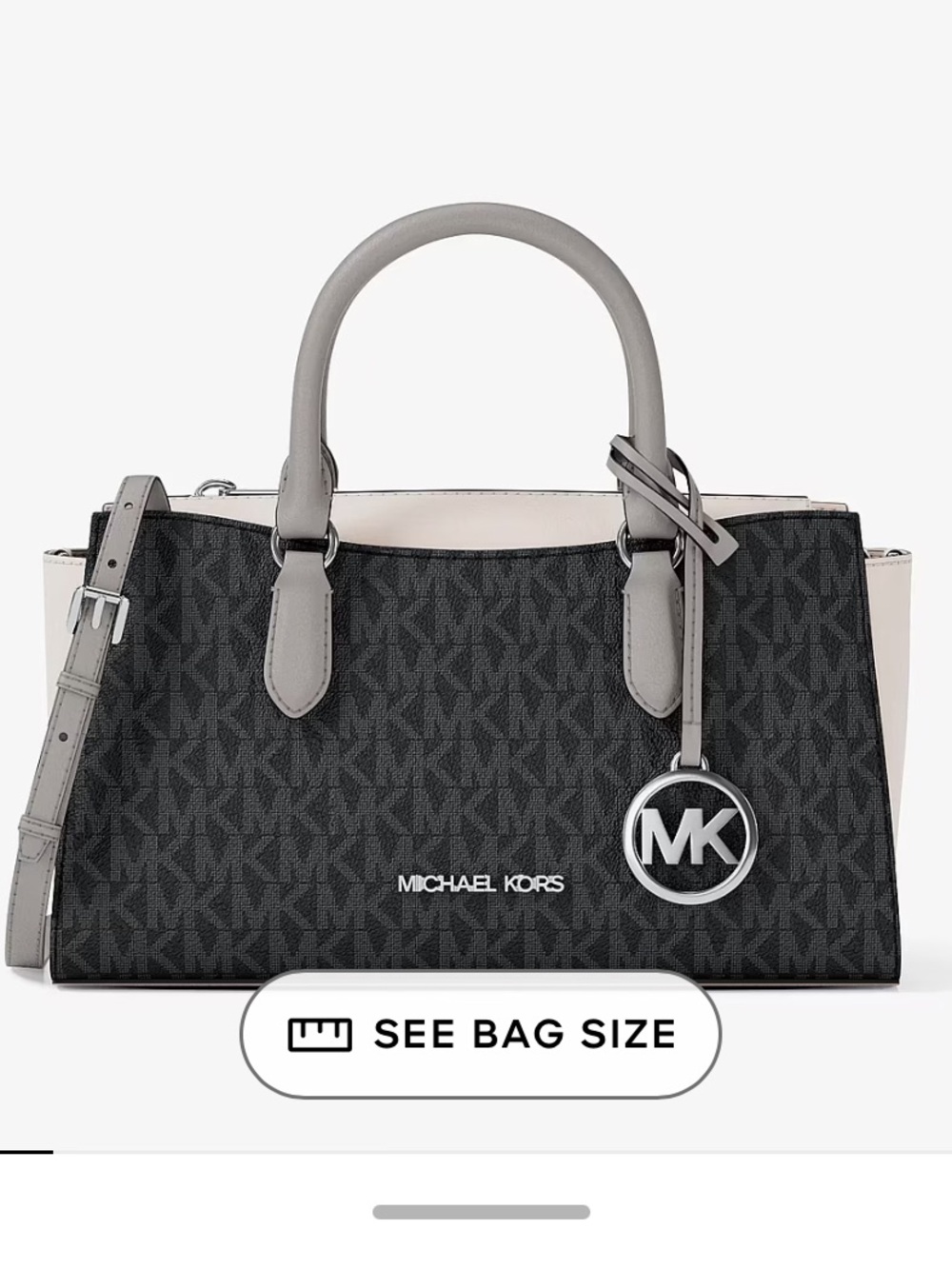 Michael Kors Black Signature Satchel with Light Gray Trim